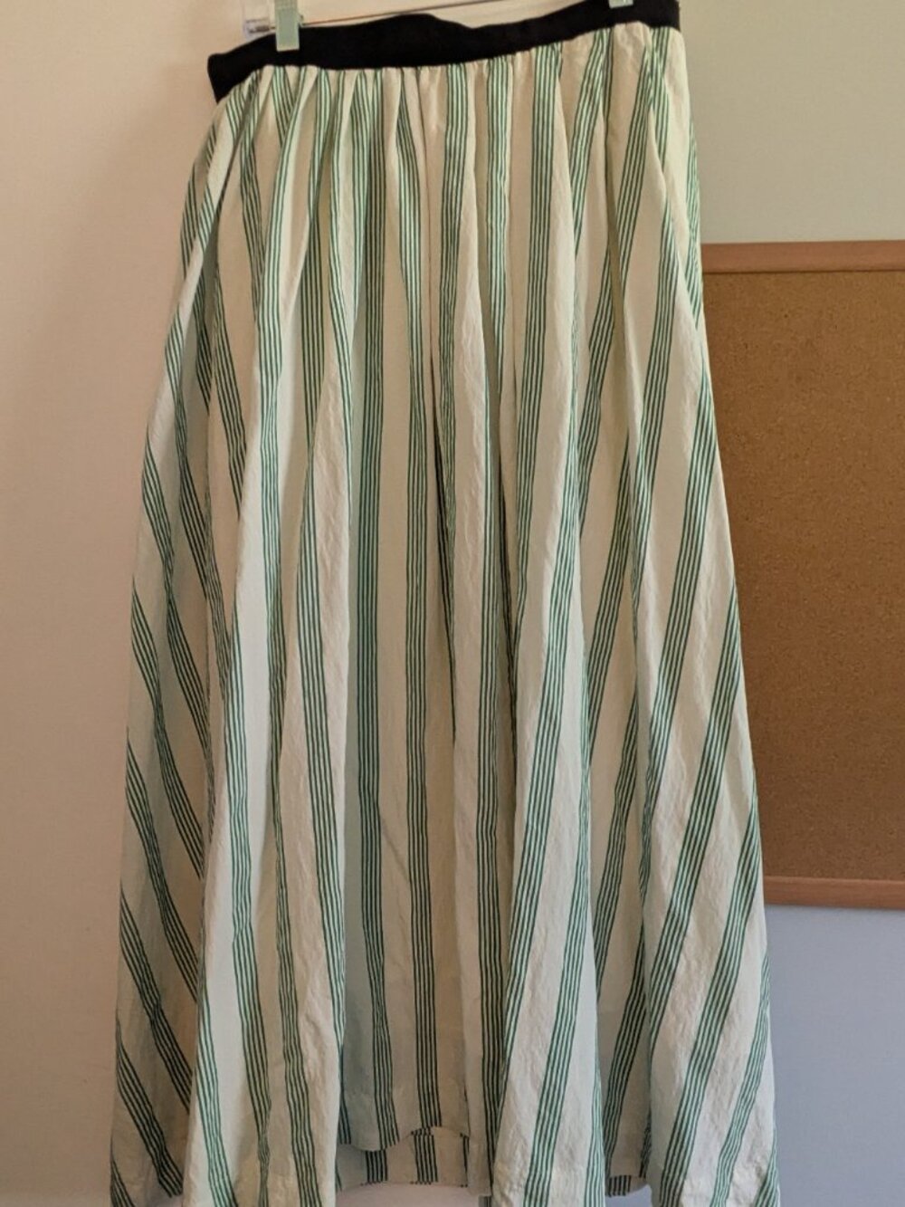 Future Collective Medium Green and White Striped Midi Skirt - Picture 2 of 5